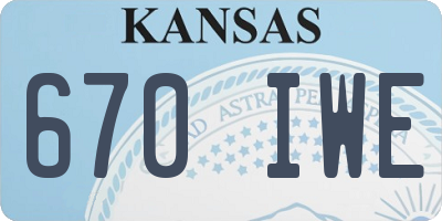 KS license plate 670IWE