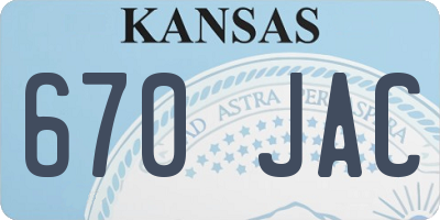 KS license plate 670JAC