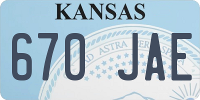 KS license plate 670JAE