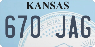 KS license plate 670JAG