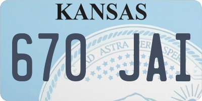 KS license plate 670JAI