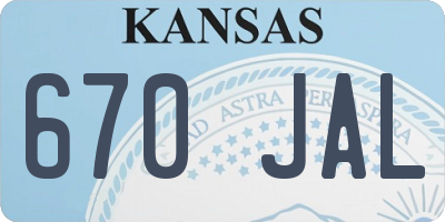 KS license plate 670JAL