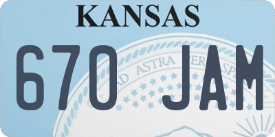 KS license plate 670JAM