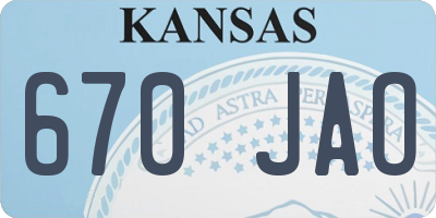 KS license plate 670JAO