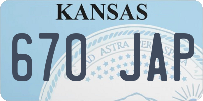 KS license plate 670JAP