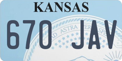 KS license plate 670JAV