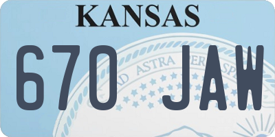 KS license plate 670JAW