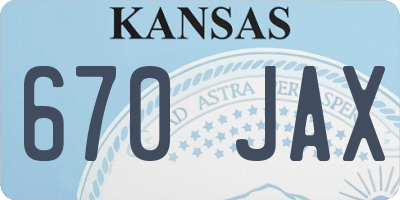 KS license plate 670JAX