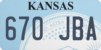 KS license plate 670JBA