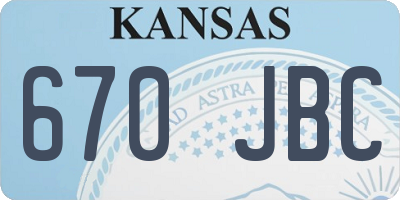KS license plate 670JBC