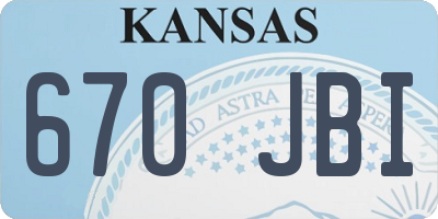 KS license plate 670JBI