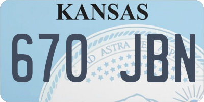 KS license plate 670JBN