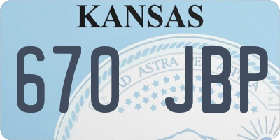 KS license plate 670JBP