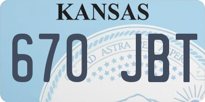 KS license plate 670JBT