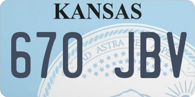KS license plate 670JBV