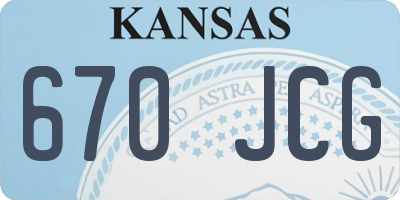 KS license plate 670JCG