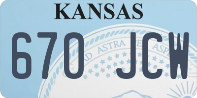 KS license plate 670JCW