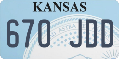 KS license plate 670JDD