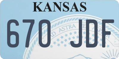 KS license plate 670JDF