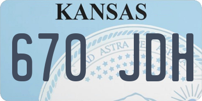 KS license plate 670JDH