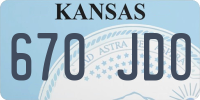 KS license plate 670JDO