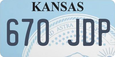 KS license plate 670JDP