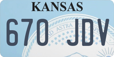 KS license plate 670JDV