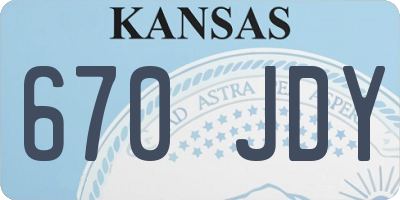 KS license plate 670JDY
