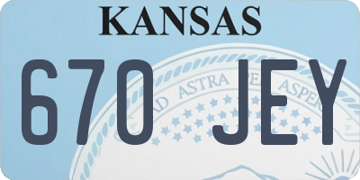 KS license plate 670JEY