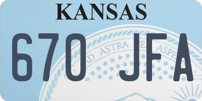 KS license plate 670JFA