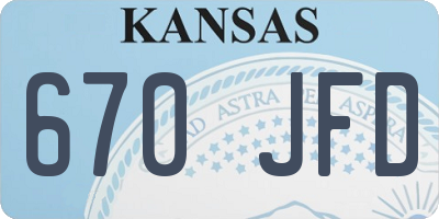 KS license plate 670JFD