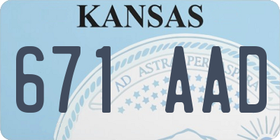 KS license plate 671AAD