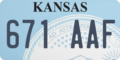 KS license plate 671AAF