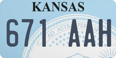 KS license plate 671AAH