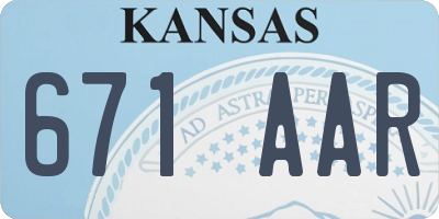 KS license plate 671AAR