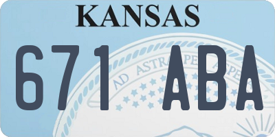 KS license plate 671ABA