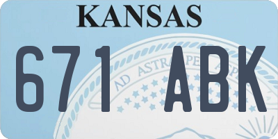 KS license plate 671ABK