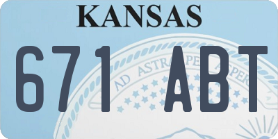 KS license plate 671ABT