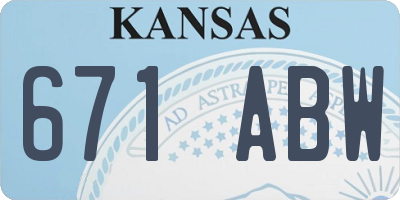 KS license plate 671ABW