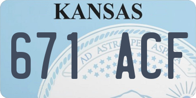 KS license plate 671ACF
