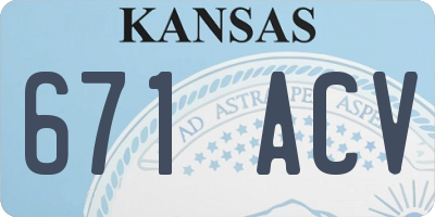 KS license plate 671ACV