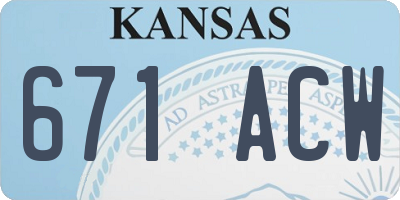 KS license plate 671ACW