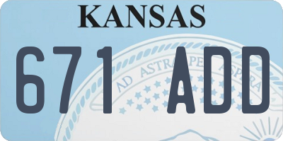 KS license plate 671ADD