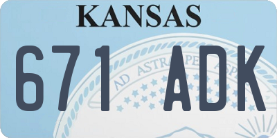 KS license plate 671ADK