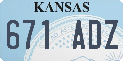 KS license plate 671ADZ