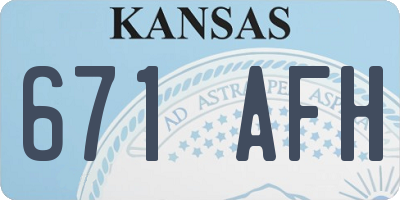 KS license plate 671AFH