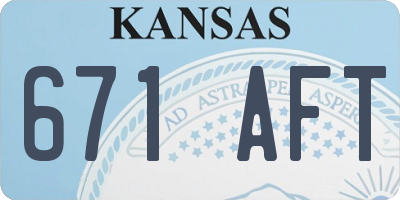KS license plate 671AFT
