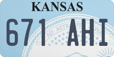 KS license plate 671AHI