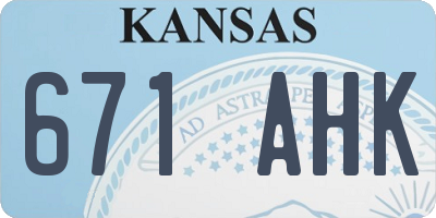 KS license plate 671AHK
