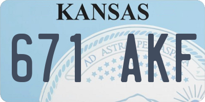 KS license plate 671AKF